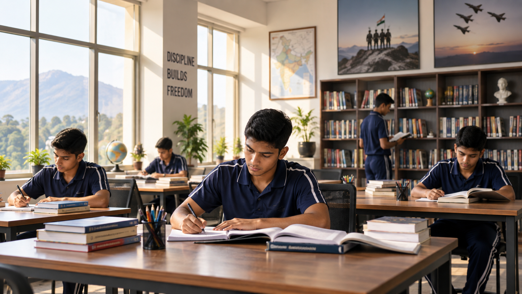 Students studying in an academy learning space
