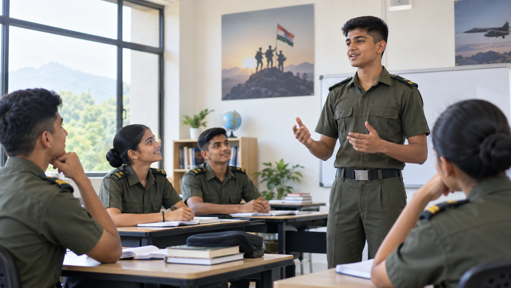 Students participating in a classroom presentation